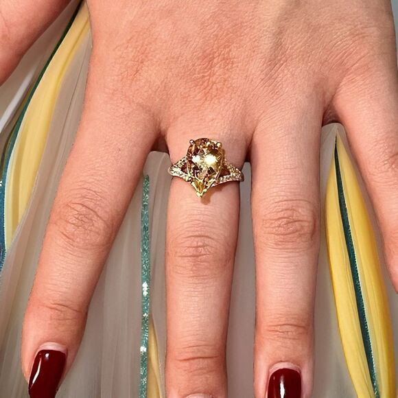 Natural Citrine Diamond Ring 6.5 14k Y Gold 4.79 TCW Certified $3,950 310632 - Picture 11 of 16